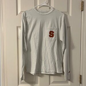 Syracuse Orange - White Long Sleeve Pocket Tee Shirt with Logo